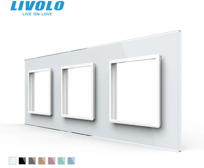 Livolo Luxury White Pearl Crystal Glass,EU standard, Triple Glass Panel For Wall Switch&Socket,C7-3SR-11 (4 Colors)