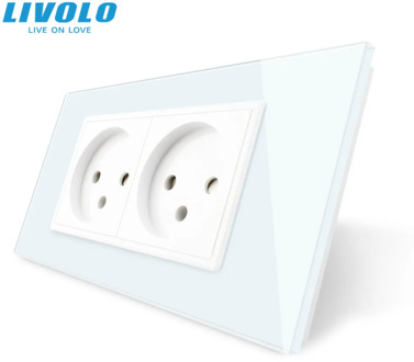 LIVOLO prise Double Israel Power 16A outlet , Tempered White/Black Glass Panel, AC 100~250V,Siamesed Design,no logo