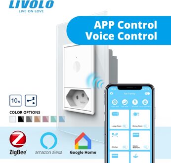 Livolo S5 Zuiden Standaard Muur Touch Switch,2way Afstandsbediening, Wit Kristal Glas, Plastic Sleutel Knop, met Brazilië Plug 1-2Ways 10A