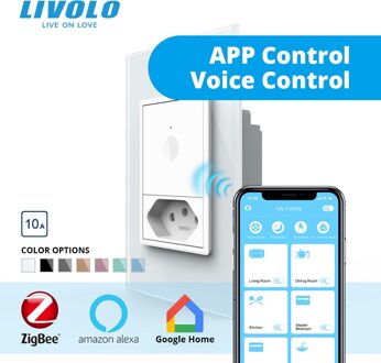 Livolo S5 Zuiden Standaard Muur Touch Switch,2way Afstandsbediening, Wit Kristal Glas, Plastic Sleutel Knop, met Brazilië Plug 1Gang 10A