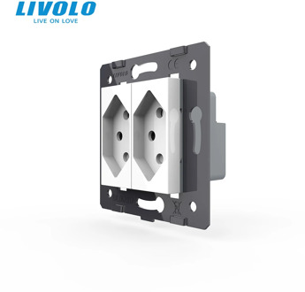 Livolo Socket DIY Parts White Plastic Materials EU standard two gangs Switzerland Function Key, VL-C7-C2CH-11