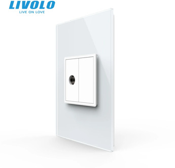 Livolo US AU Standard 45mm Luxurious Telephone Com TV SATV aiduo socket, white Pearl Crystal Glass panel, socket plugs