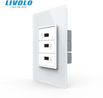 Livolo US AU Standard 67.5mm Luxurious Telephone Com TV SATV aiduo socket, white Pearl Crystal Glass panel, socket plugs