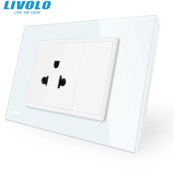 Livolo us Power Socket with usb charger,White Black Crystal Glass Panel, AC110~250V 16A Wall Power Socket,French com socket