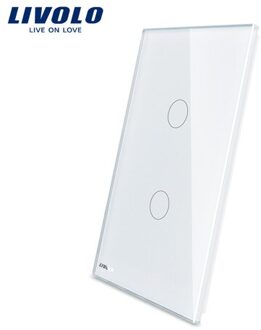 Livolo US standaard Luxe White Pearl Crystal Glass, 125mm * 78mm, enkel Glas Panel Voor 2 Gang Wall Touch Schakelaar, VL-C5-C2-11/12 wit