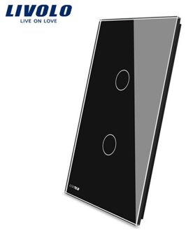 Livolo US standaard Luxe White Pearl Crystal Glass, 125mm * 78mm, enkel Glas Panel Voor 2 Gang Wall Touch Schakelaar, VL-C5-C2-11/12 zwart