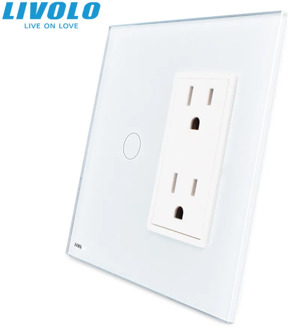 Livolo US Standard US Socket(15A),Black Crystal Glass, AC 110~220V, Wall Powerpoints With Plug, VL-C5C2US-12