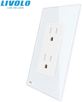 Livolo US Standard US Socket(15A),WhiteCrystal Glass, AC 110~220V, Wall Powerpoints With Plug, switch with socket,16A us plugs