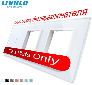 Livolo White Pearl Crystal Glass, 222mm*80mm,EU standard,1Gang &2 Frame Glass Panel,C7-C1/SR/SR-11(4 Colors),only panel,no logo