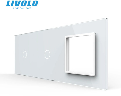 Livolo White Pearl Crystal Glass,222mm*80mm,EU standard,2Gang &1 Frame Glass Panel,C7-C1/C1/SR-11 (4 Colors),only panel,no logo