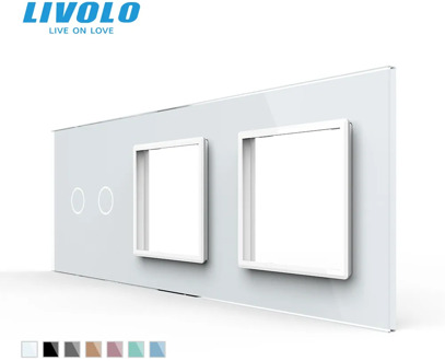 Livolo White Pearl Crystal Glass,222mm*80mm, EU standard,2Gang &2 Frame Glass Panel,C7-C2/SR/SR-11(4 Colors),only panel,no logo
