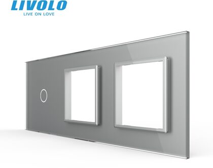 Livolo Wit Pearl Crystal Glass, 222Mm * 80Mm, Eu Standaard, 1Gang & 2 Frame Glass Panel,C7-C1/Sr/SR-11(4 Kleuren), alleen Panel, Geen Logo grijs