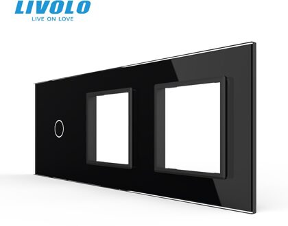 Livolo Wit Pearl Crystal Glass, 222Mm * 80Mm, Eu Standaard, 1Gang & 2 Frame Glass Panel,C7-C1/Sr/SR-11(4 Kleuren), alleen Panel, Geen Logo zwart