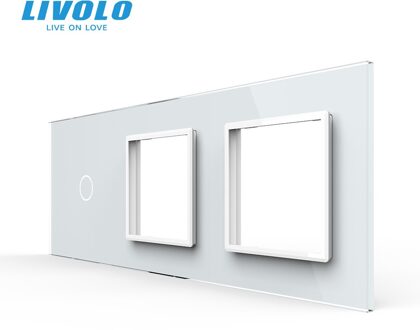 Livolo Wit Pearl Crystal Glass, 222Mm * 80Mm, Eu Standaard, 1Gang & 2 Frame Glass Panel,C7-C1/Sr/SR-11(4 Kleuren), alleen Panel, Geen Logo
