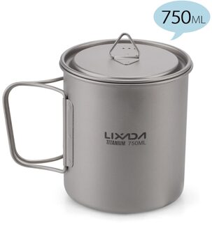 Lixada Camping Mok Ultralight Titanium Cup Outdoor Draagbare Picknick Water Cup Met Opvouwbare Handvat 300Ml/350Ml/550Ml/650Ml 750ml
