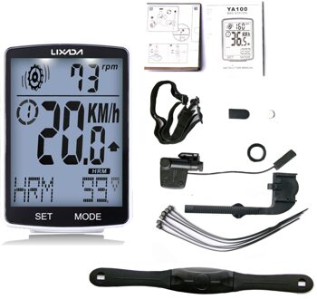 Lixada Draadloze Fiets Computer Multifunctionele Lcd-scherm Fiets Computer Hartslag Sensor Bike Fietsen Snelheidsmeter Kilometerteller wit whitebacklight