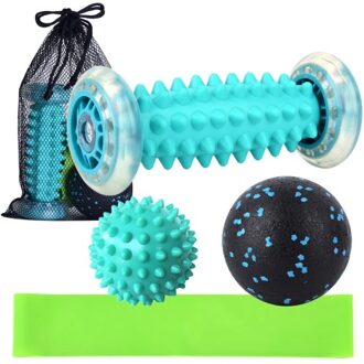 Lixada Foot Massage Roller Spiky Ball Fascial Ball Resistance Band Storage Pouch Set for Pain Relief Stress Relief Relaxation