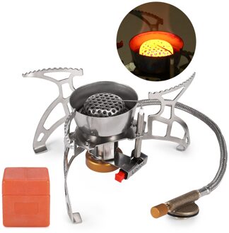 Lixada Opvouwbare Camping Gasfornuis Brander Winddicht Piezo Ontsteking Backpacken Kachel Outdoor Draagbare Fornuis Honeycomb Burner