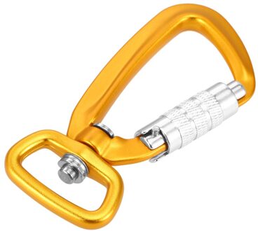 Lixada Swivel Karabijnhaak Clip 360 ° Draaibare Spinner Karabijnhaak Auto Vergrendeling Karabijnhaak Rotatie Hangmat Opknoping Clip Leash Haak goud-D
