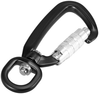 Lixada Swivel Karabijnhaak Clip 360 ° Draaibare Spinner Karabijnhaak Auto Vergrendeling Karabijnhaak Rotatie Hangmat Opknoping Clip Leash Haak zwart-C