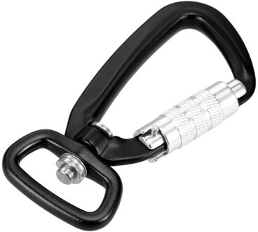 Lixada Swivel Karabijnhaak Clip 360 ° Draaibare Spinner Karabijnhaak Auto Vergrendeling Karabijnhaak Rotatie Hangmat Opknoping Clip Leash Haak zwart-D