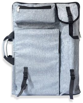 LIXF Grote Art Tas voor Tekentafel Schilderen Set Reizen Schets Tas voor Schetsen Gereedschap Canvas Schilderen Kunst Levert voor artis grijs