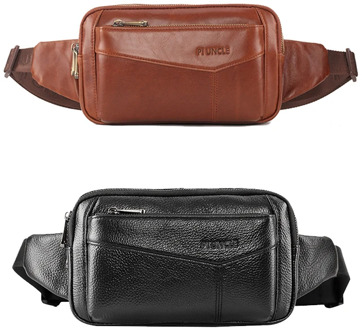 LJL-PI UNCLE Brand Men's Leather Belt ,Messenger Bag, Chest Bag Waist Bag