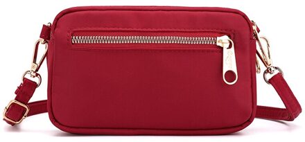Lkeep Vrouwen Schouder Messenger Bags Nylon Waterdichte Crossbody Zak Boekentassen Mobiele Telefoon Portemonnee Portemonnee Tas Voor Vrouwen wijn rood