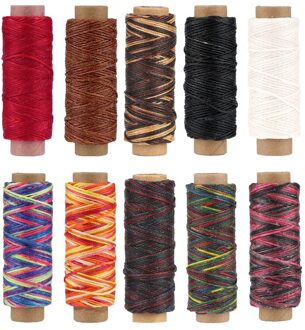 Lmdz 10 Stuks Lederen Gewaxte Draad Naaien Gereedschap Lederen Waxkoord Platte Hand Stiksels Voor Diy Handwerk Hand Naaien Gereedschap