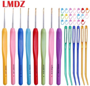 Lmdz 34Pcs Haaknaalden Set Trui Garen Weave Rubberen Handvat Breinaalden Voor Weave Naaien Naalden Tools Accessoires