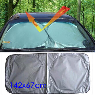 Lmodri Car Voorruit Zonnescherm Auto Voorruit Visor Cover Block Zonnescherm Opvouwbare Cover 142*67 Cm