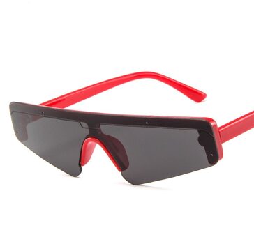 Lnfcxi Mode Platte Top Half Frame Zonnebril Vrouwen Retro Decor Streep Mannen Shades Retro Zonnebril rood