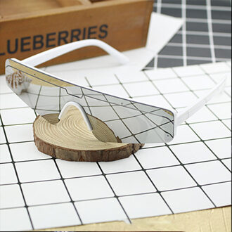 Lnfcxi Mode Platte Top Half Frame Zonnebril Vrouwen Retro Decor Streep Mannen Shades Retro Zonnebril wit zilver