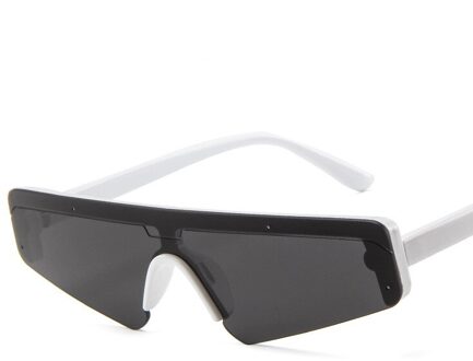 Lnfcxi Mode Platte Top Half Frame Zonnebril Vrouwen Retro Decor Streep Mannen Shades Retro Zonnebril wit zwart