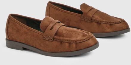 Loafers Met Brede Pasvorm In Nep Suède, Chocolate - 41