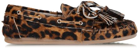 Loafers met fringes en print Boat  dierenprint