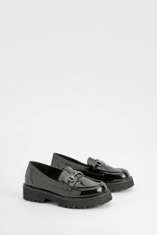 Loafers Met Ruime Pasvorm En Patent T-Bar, Black - 40