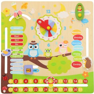 Lobbes Houten kalenderklok uiltjes met weer en seizoenen