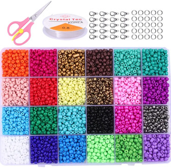 Lobster Clasps Beading Cord Czech Glass Seed Beads Crystal Beads Box Set For DIY Earring Bracelet Necklace Jewelry Making Kit
