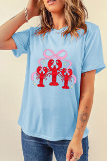 Lobster Graphic T-shirt - maat XL Lichtblauw