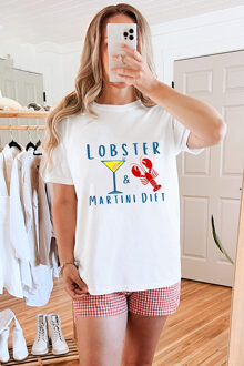 Lobster Martini Dieet Graphic T-shirt - maat S Wit