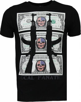 Local Fanatic AK-47 Dollar - Rhinestone T-shirt - Zwart - Maten: XXL