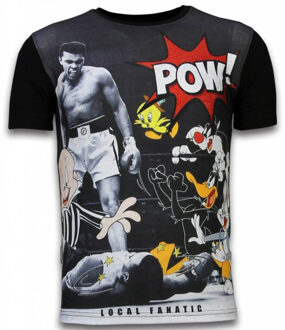 Local Fanatic Ali vs. Cartoons - Digital Rhinestone T-shirt - Zwart - Maten: S