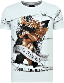 Local Fanatic Bad Angel - Coole T shirt Heren - 6318W - Wit - Maten: M
