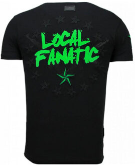 Local Fanatic Bad boys pinscher rhinestone t-shirt Zwart - M