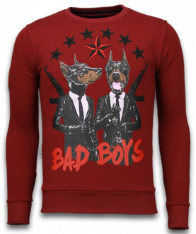 Local Fanatic Bad Boys - Rhinestone Sweater - Bordeaux - Maten: M
