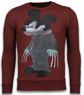 Local Fanatic Bad Mouse - Rhinestone Sweater - Bordeaux - Maten: XXL
