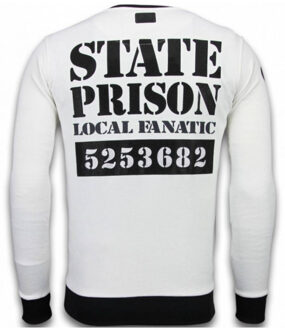 Local Fanatic Bad Mouse - Rhinestone Sweater - Wit - Maten: L