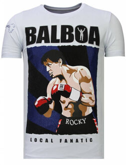 Local Fanatic Balboa - Rhinestone T-shirt - Wit - Maten: L