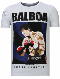 Local Fanatic Balboa - Rhinestone T-shirt - Wit - Maten: M